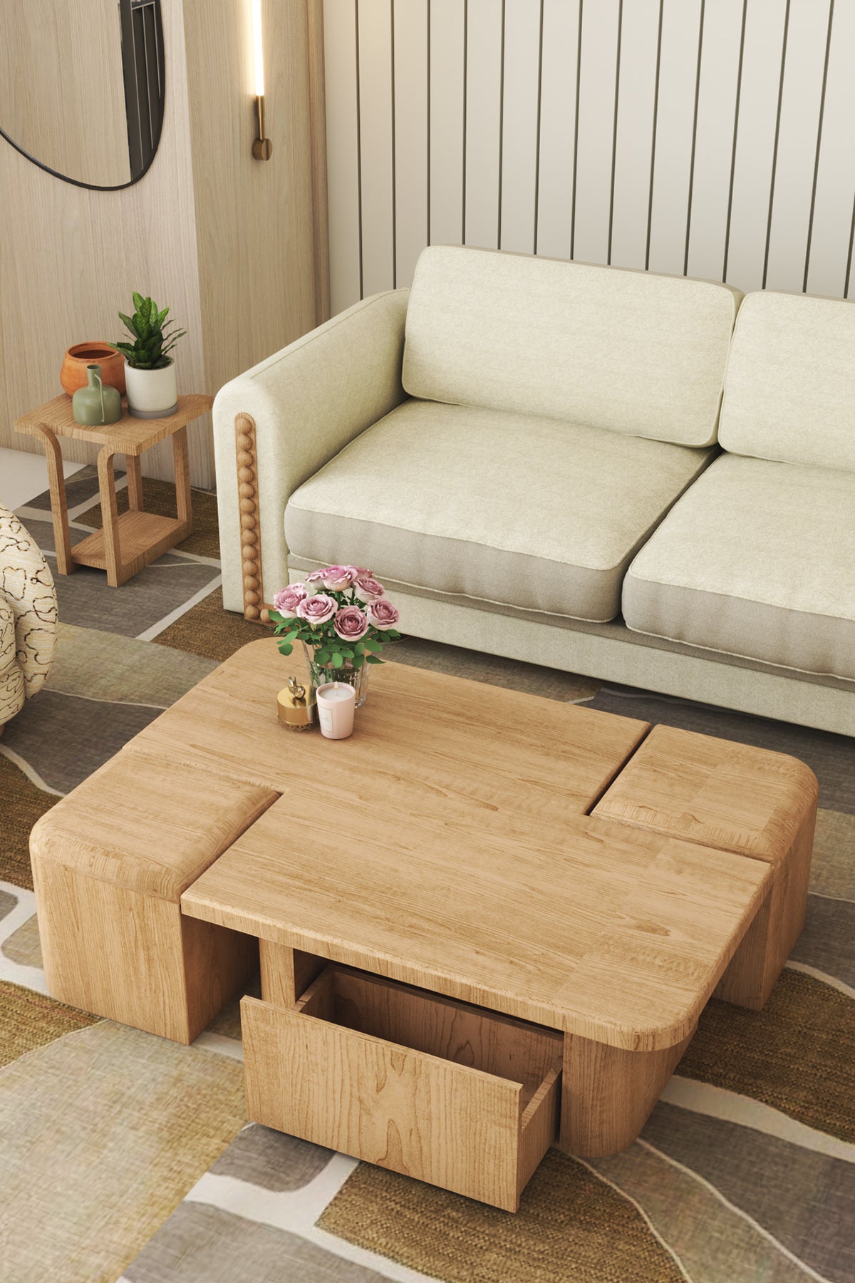 Rainy Orta Sehpa-Natural renkli