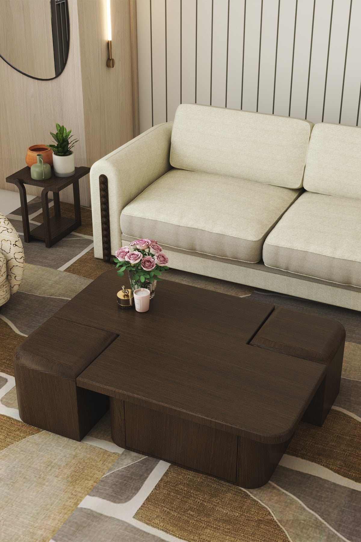 Rainy Orta Sehpa-Koyu ceviz renkli