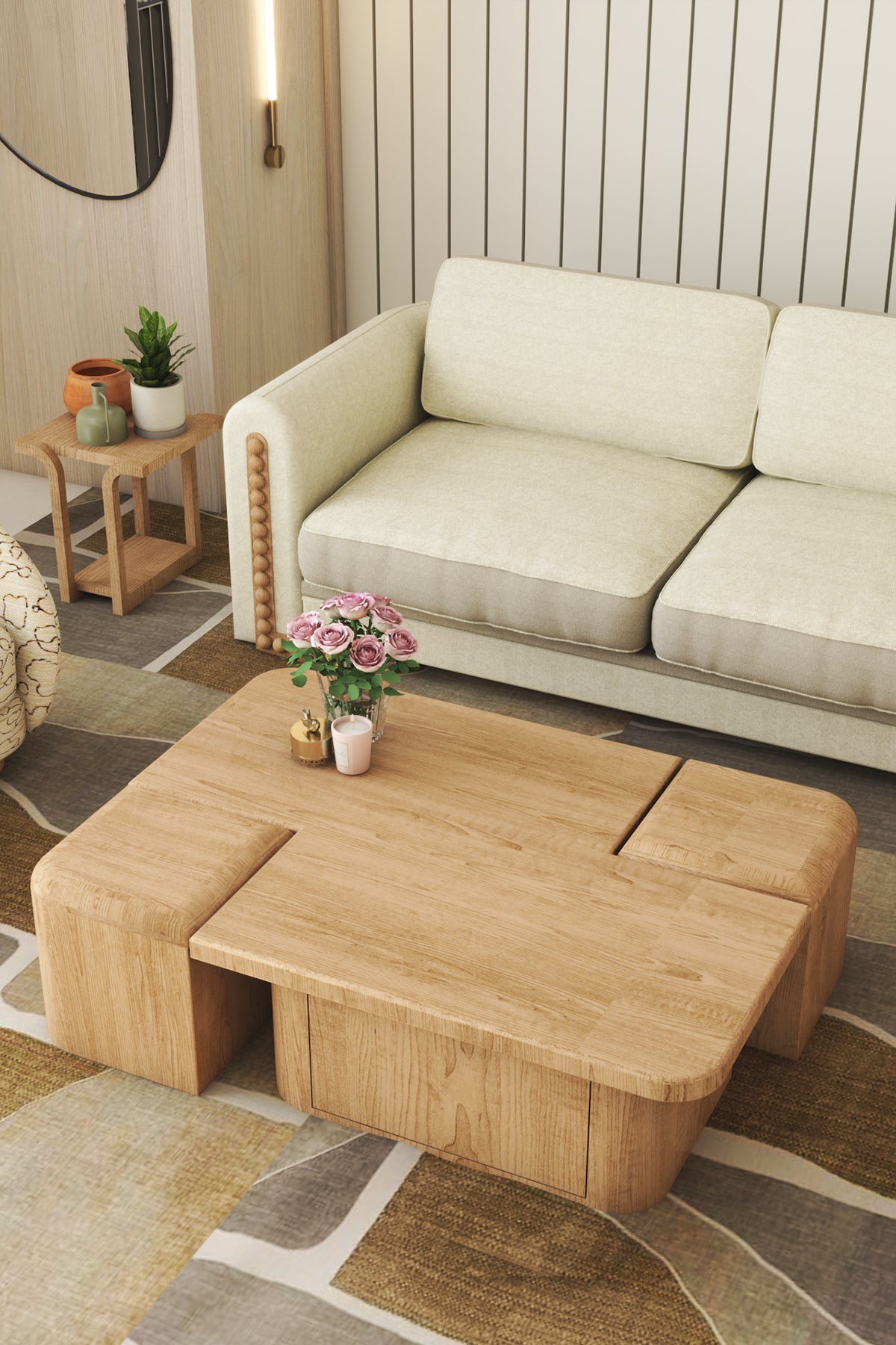 Rainy Orta Sehpa-Natural renkli