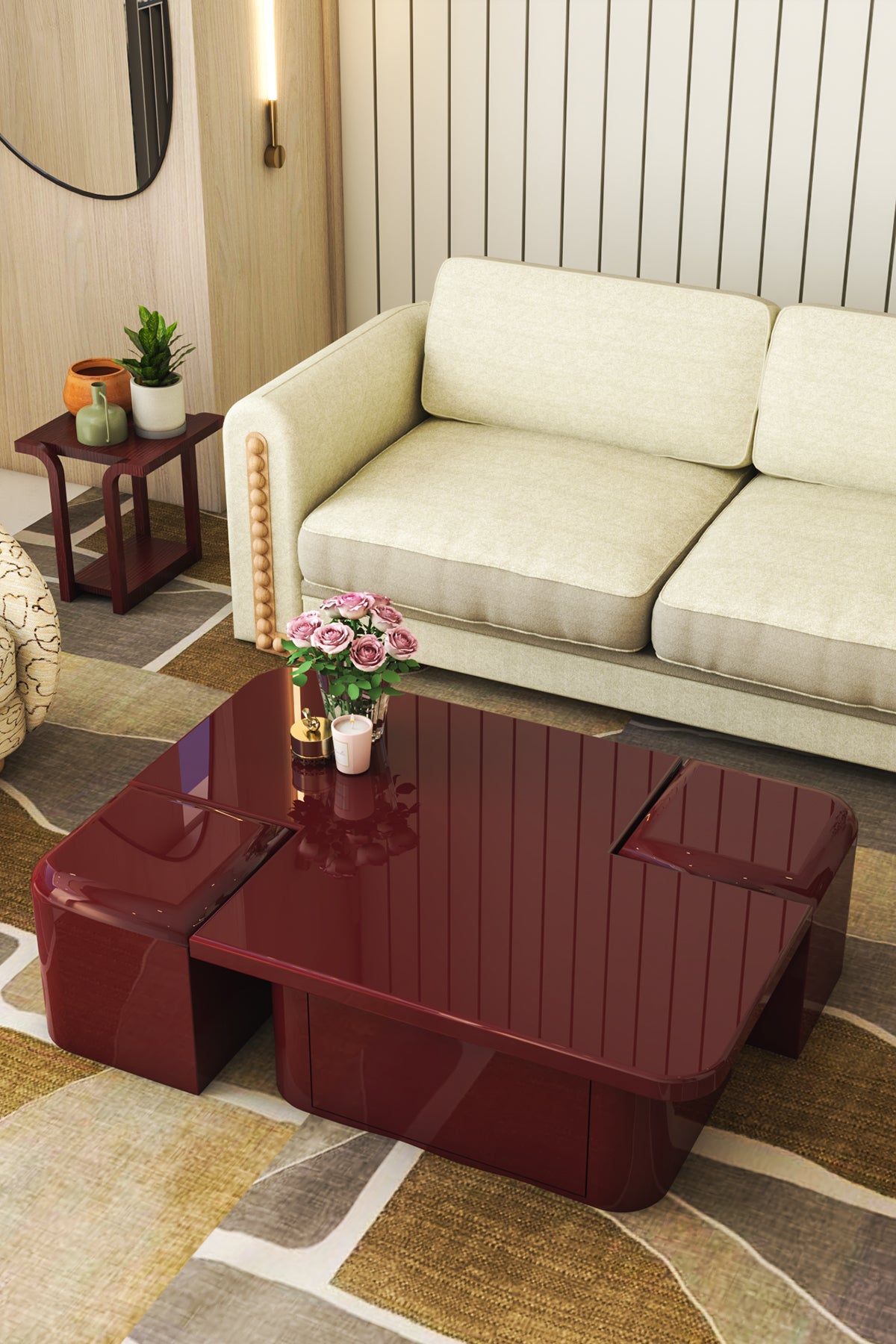 Rainy Orta Sehpa-Bordo renkli