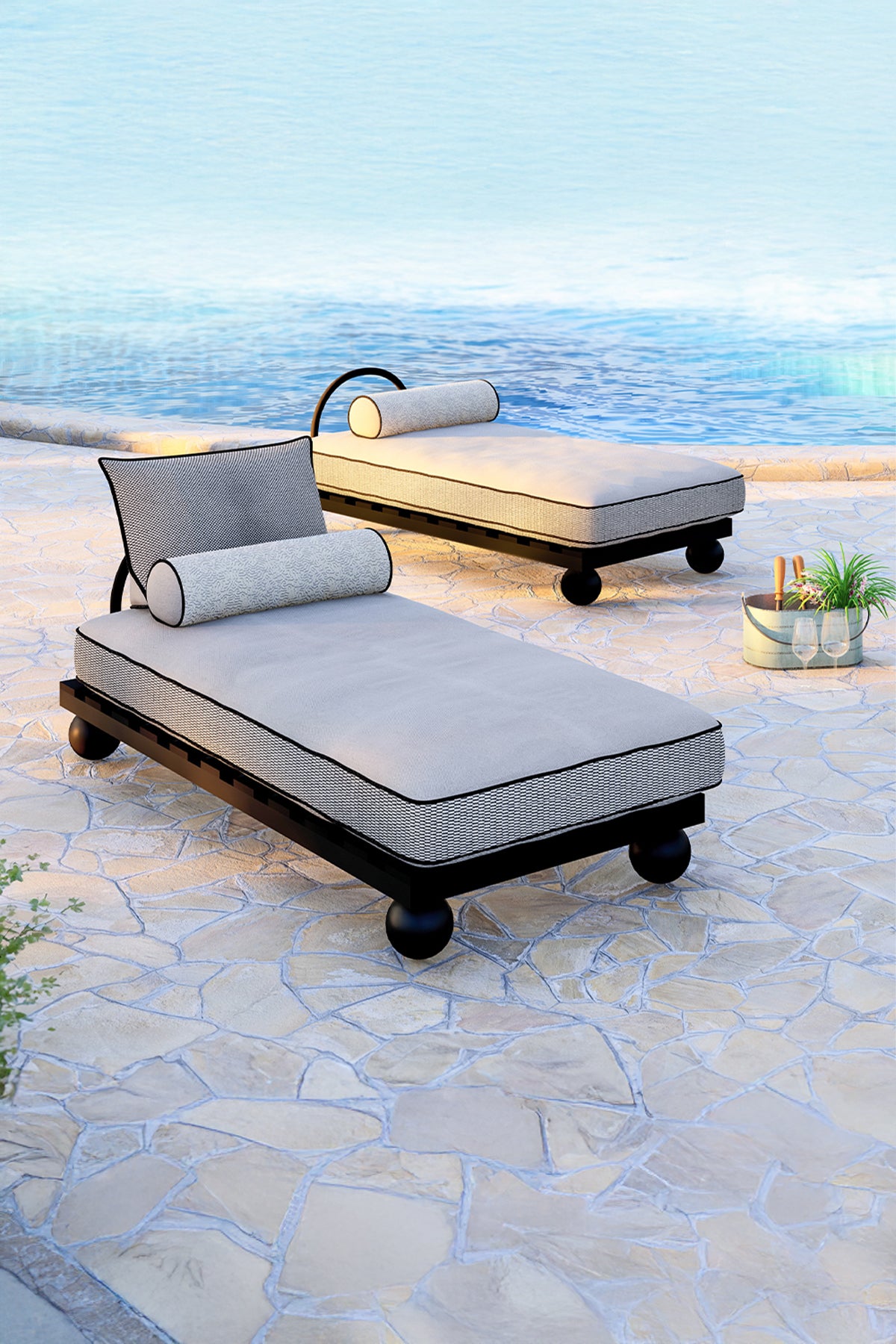 Picasso Outdoor Daybed Gri-İroko Ağacı