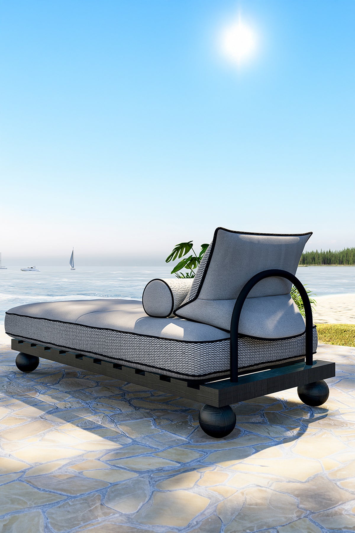 Picasso Outdoor Daybed Gri-İroko Ağacı