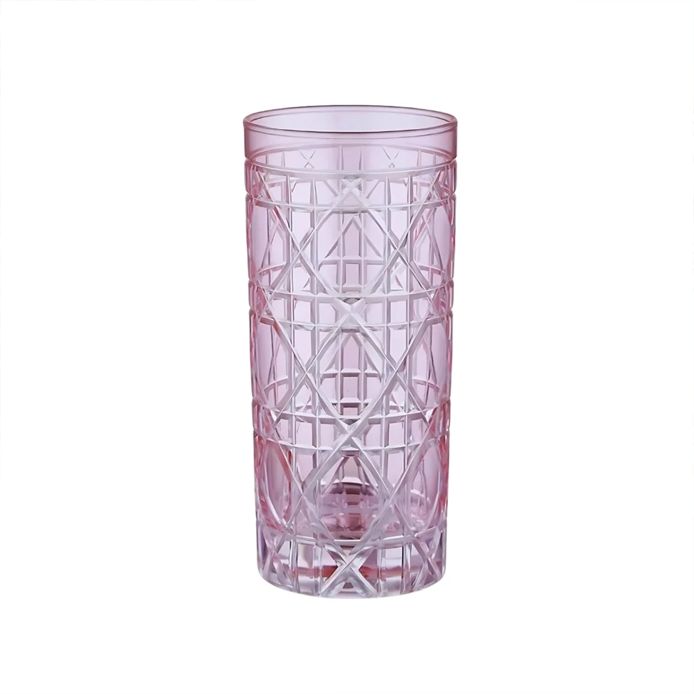 ilovehomeglass Luxury Cam Uzun Su Bardağı Açık pembe renkli 485 ml